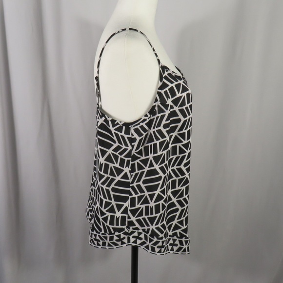 INC Black and White Geometric Scarf Tank Cami Size 6 - Picture 3 of 8